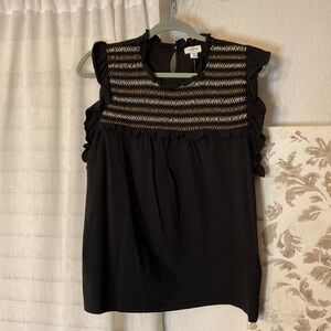 J. Crew Factory Black Smocked Top